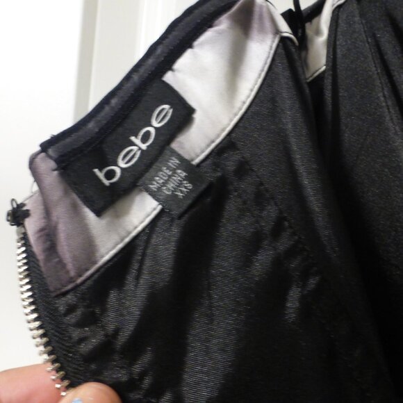 BEBE gray and white layered strapless dress with padded cups - Picture 7 of 7